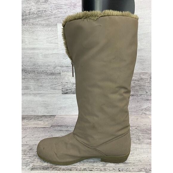 Totes Stride Womens Size 9M Faux Fur Lined Waterproof Winter Boots Beige/Khaki - Picture 4 of 8
